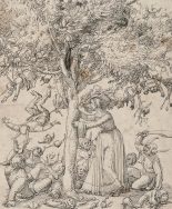 Petrarca-Meister, Der Narrenbaum, Federzeichnung, erste Hälfte des 16. Jahrhunderts, Kunstsammlungen der Veste Coburg, Inv.-Nr. Z.0199.