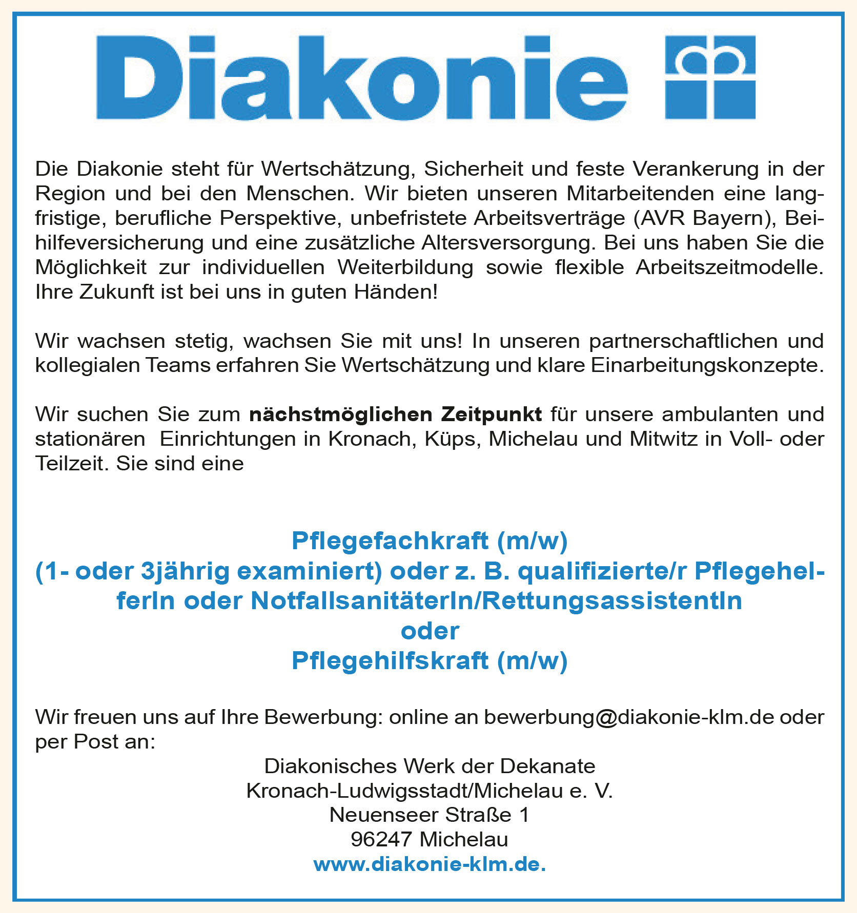 Diakonisches Werk der Dekanate KronachLudwigsstadt/Michelau e.V